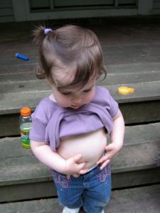 Phoebe at about 16 months promises to master the art of ompaholskepsis.