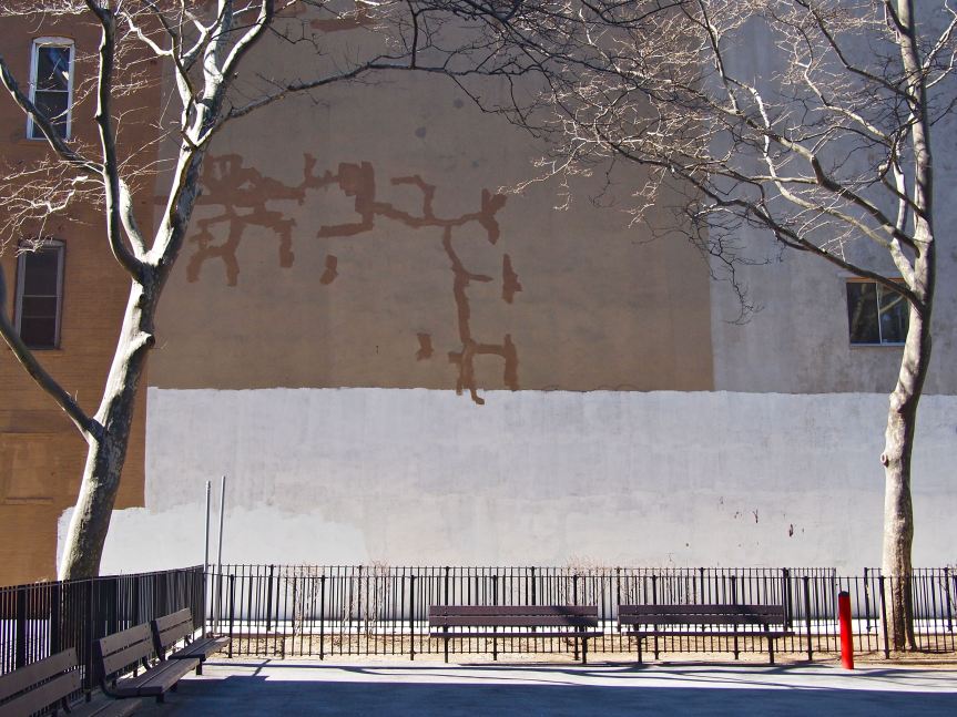 benches, found abstract composition